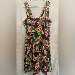 Hell Bunny Vixen Hawaiian Hibiscus Floral Dress